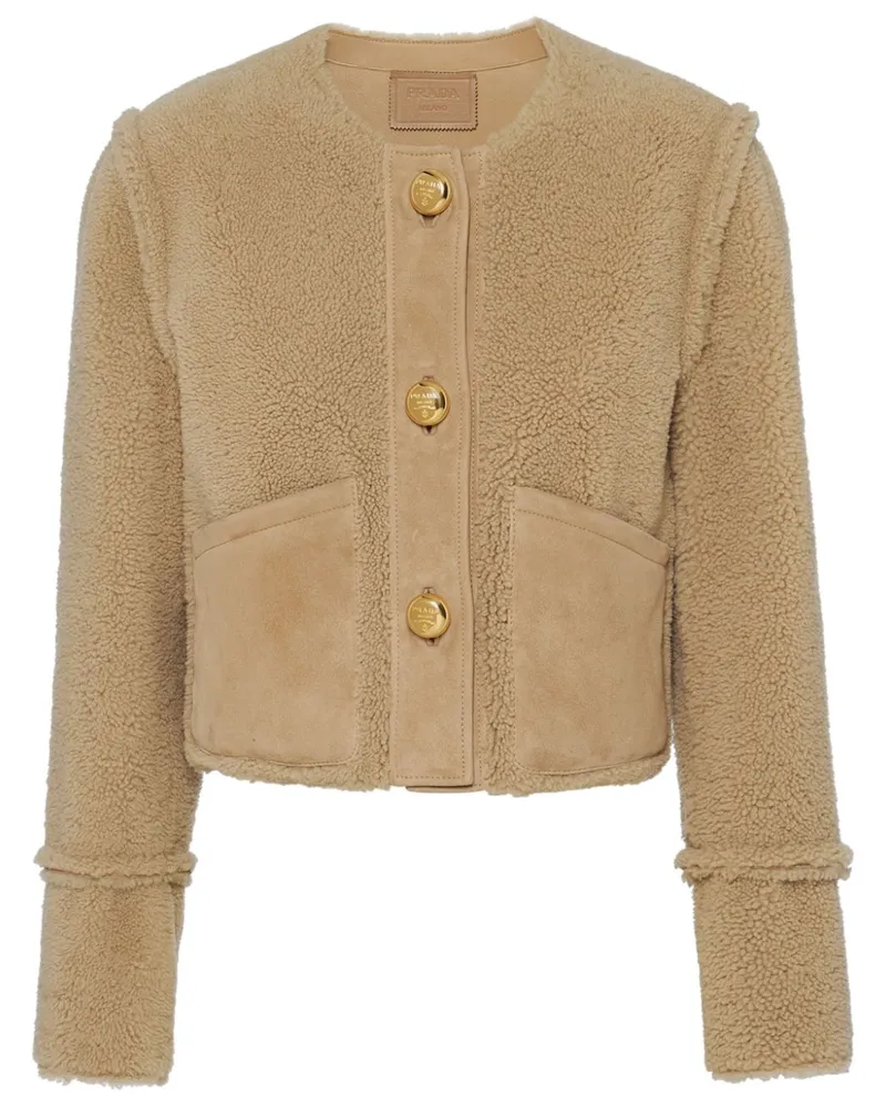Prada Kurze Shearling-Jacke - Nude Nude