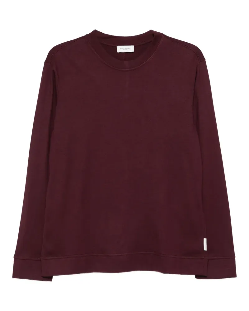 Paolo Pecora Milano Langarmshirt mit Rundhalsausschnitt - Rot Rot