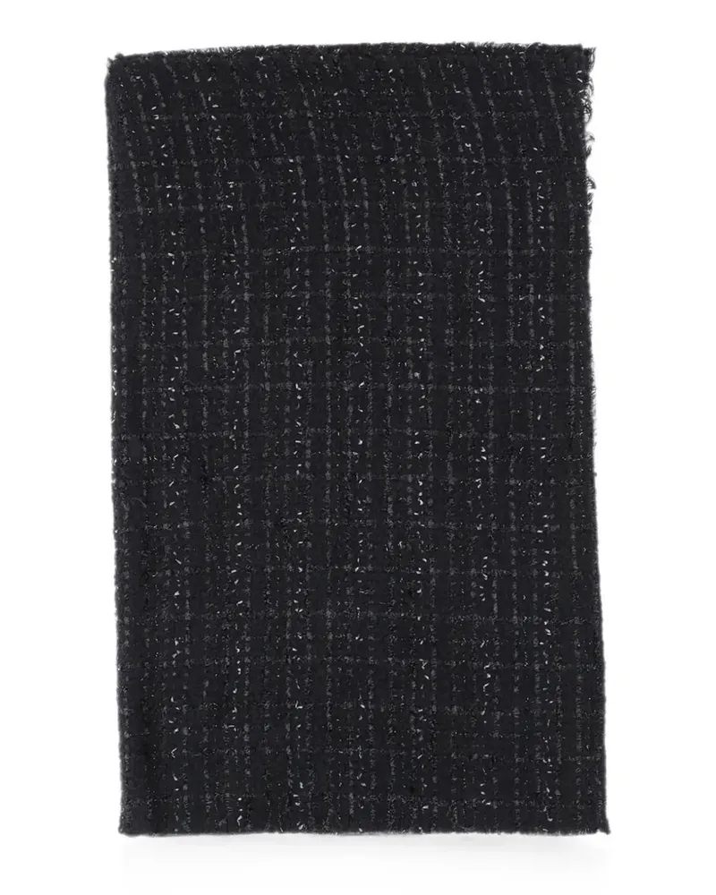Faliero Sarti metallic-thread fringed scarf - Schwarz Schwarz