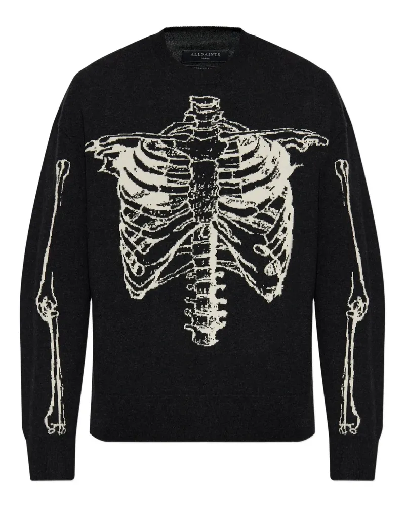 AllSaints Skelli Pullover mit rundem Ausschnitt - Schwarz Schwarz