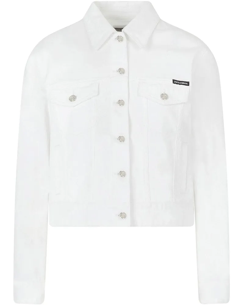 Dolce & Gabbana Strickjacke mit Logo-Applikation - Weiß Weiß