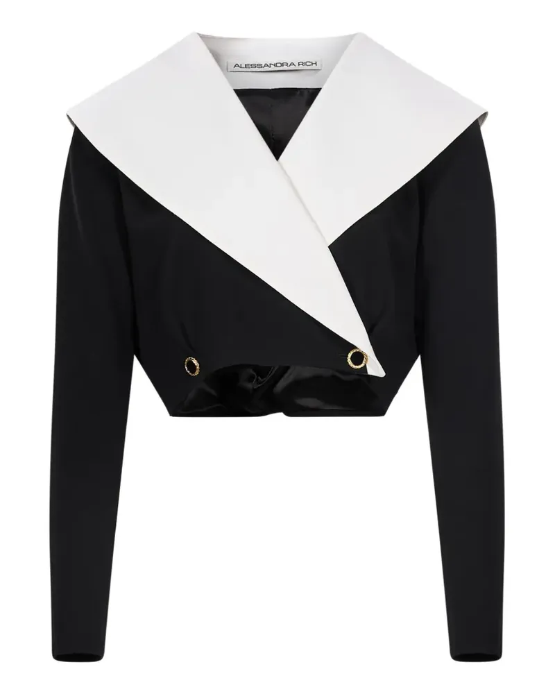 Alessandra Rich Cropped-Jacke mit Kontrastkragen - Schwarz Schwarz