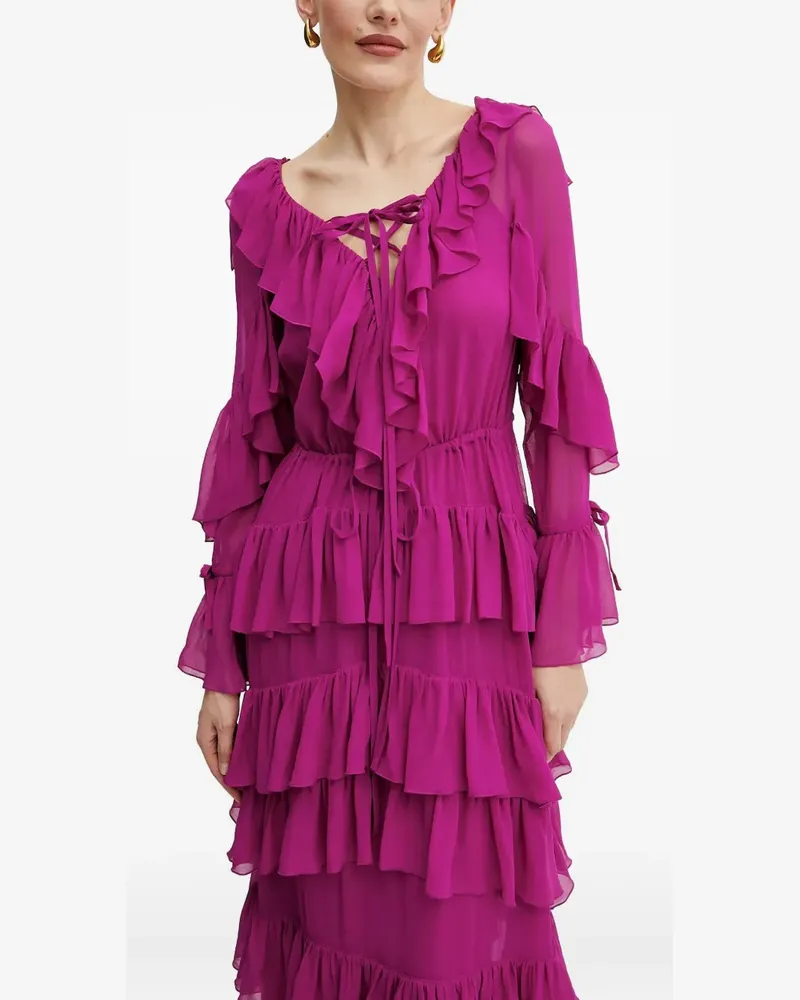 Luisa Spagnoli Maxikleid mit Rüschen - Rosa Rosa
