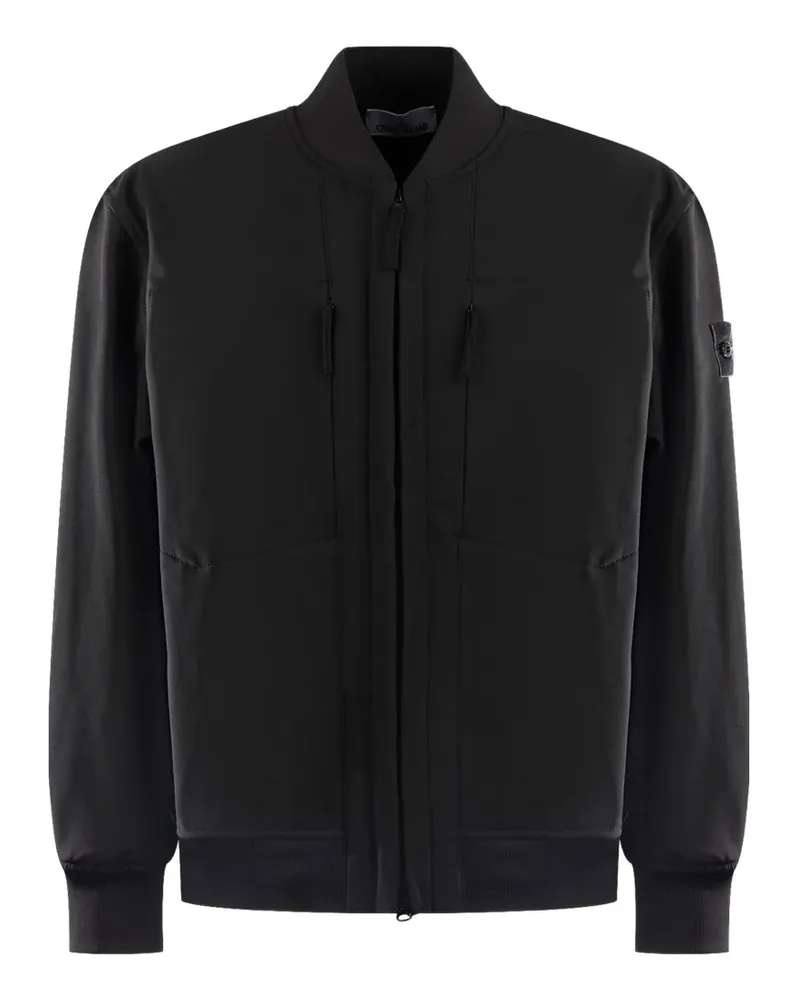 Stone Island logo-patch zip-up jacket - Schwarz Schwarz