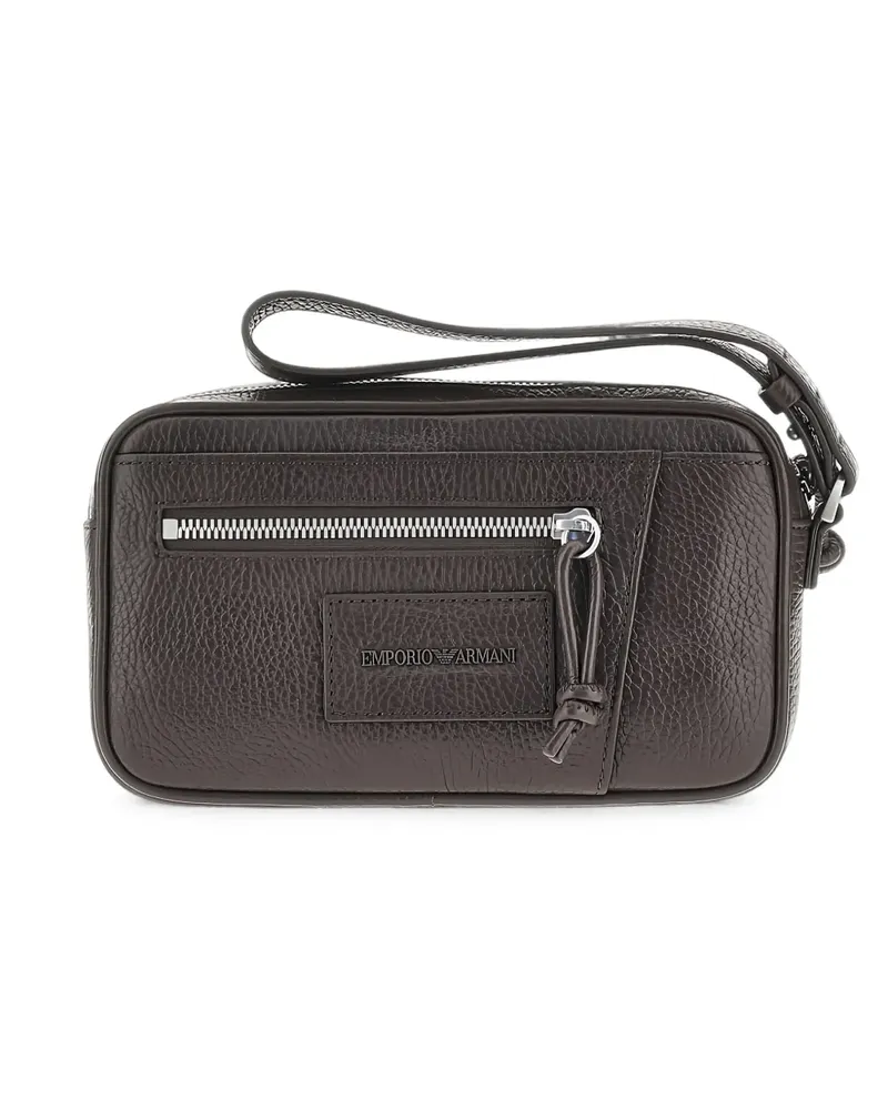 Emporio Armani grained leather clutch bag - Braun Braun