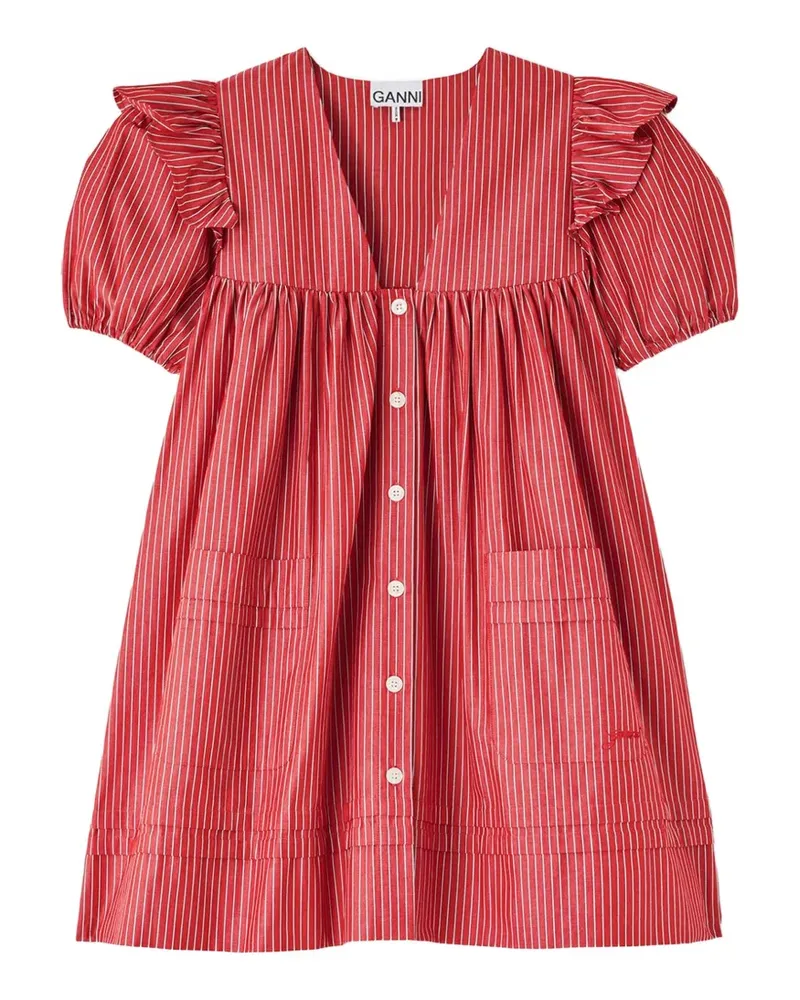 Ganni Gestreiftes Minikleid - Rot Rot
