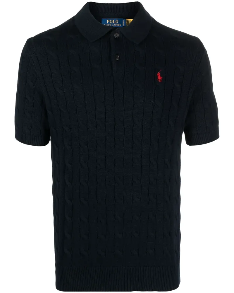 Ralph Lauren Poloshirt mit Zopfmuster - Blau Blau