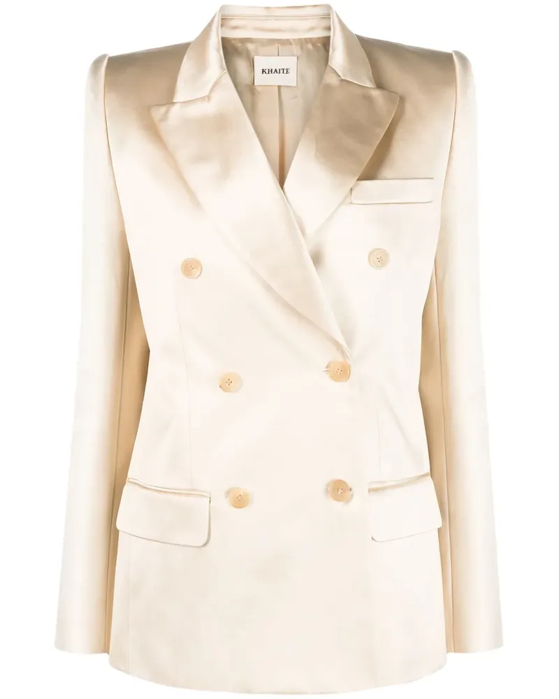 KHAITE Doppelreihiger Blazer aus Satin - Nude Nude