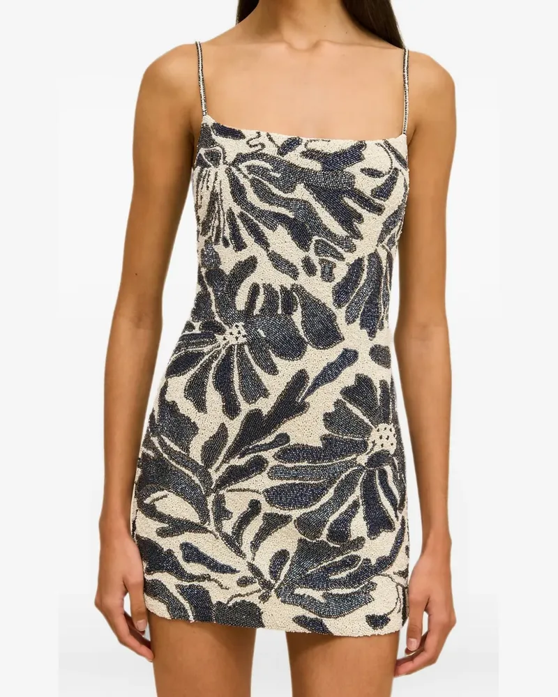 Cult Gaia Bebe bead-embellished floral-print mini dress - Nude Nude