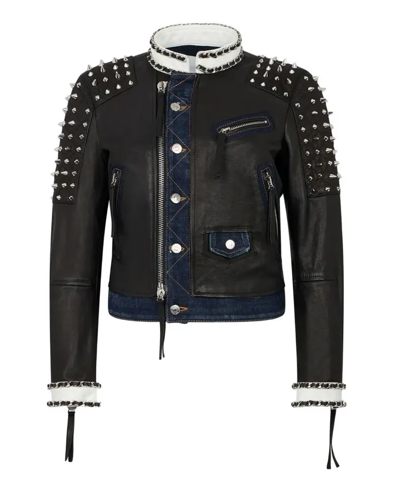 Dsquared2 Bikerjacke mit Nieten - Schwarz Schwarz