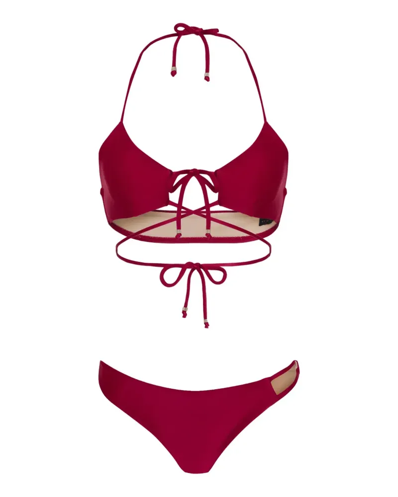 Amir Slama x Tati Barbieri Neckholder-Bikini mit Schnürung - Rot Rot