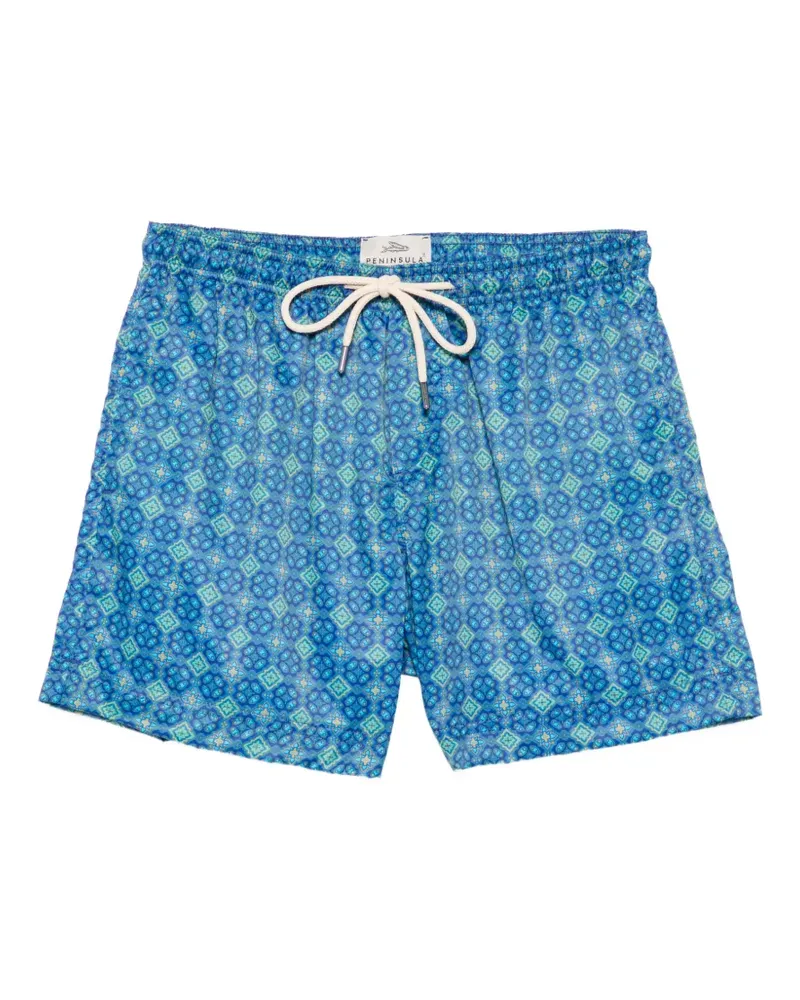 PENINSULA geometric-print drawstring swim shorts - Blau Blau