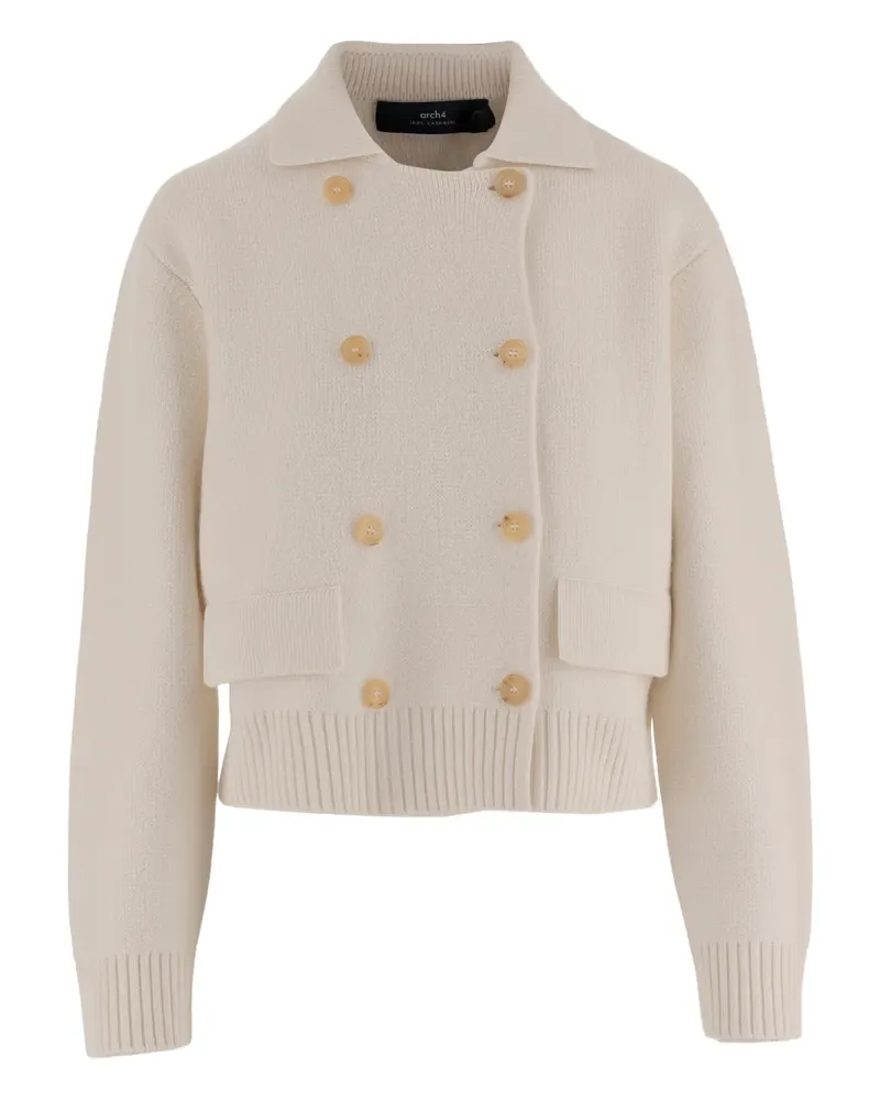 arch4 double-breasted ribbed knit jacket - Nude Nude