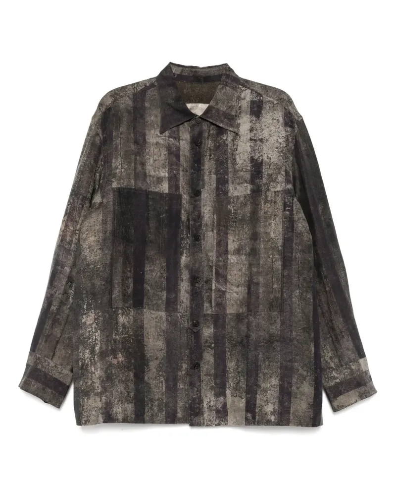 Ziggy Chen Hemd mit Print - Grau Grau