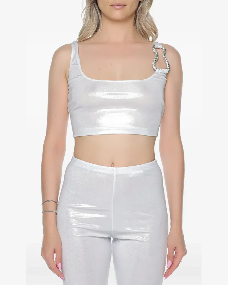 Chiara Ferragni crystal-embellished cropped top - Silber Silber