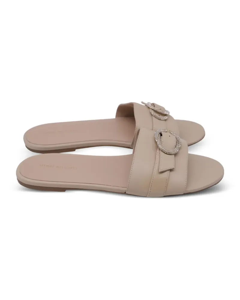 Stuart Weitzman Kristallverzierte Pantoletten mit runder Kappe - Nude Nude