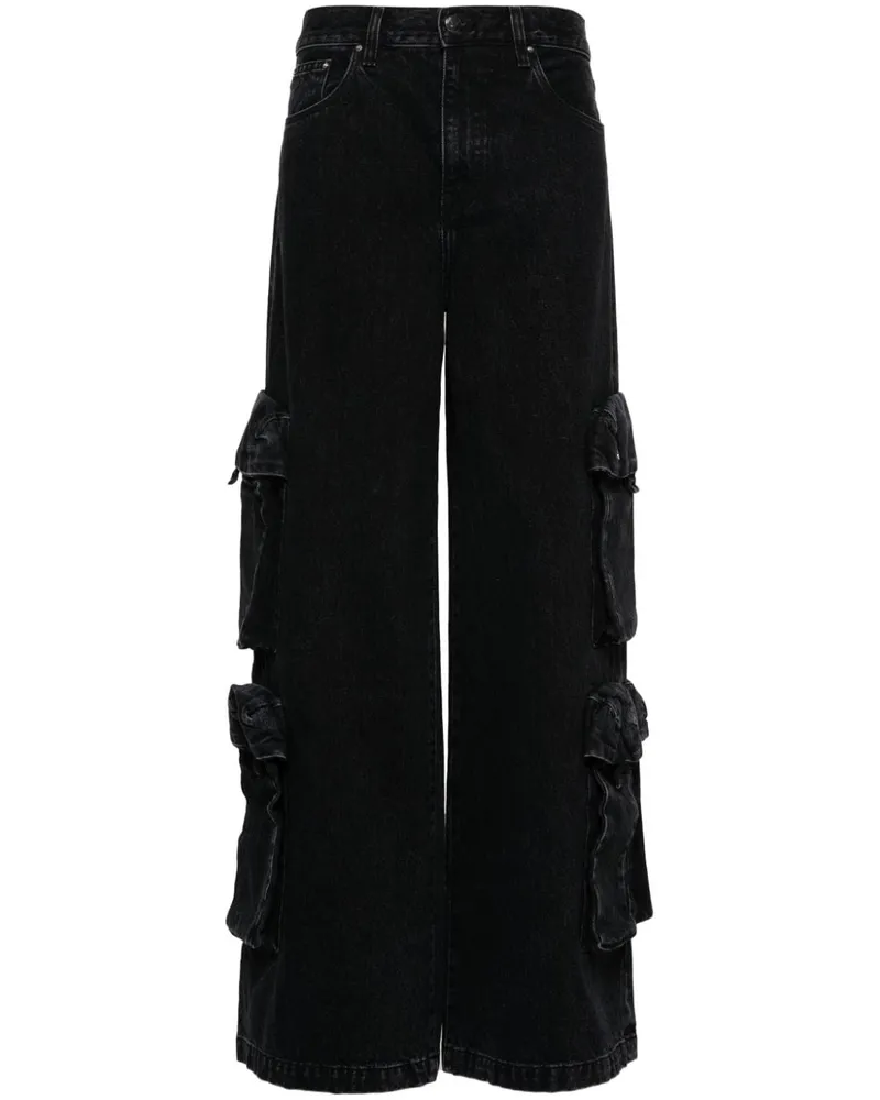 Amiri Weite Jeans mit Monogramm-Schild Schwarz