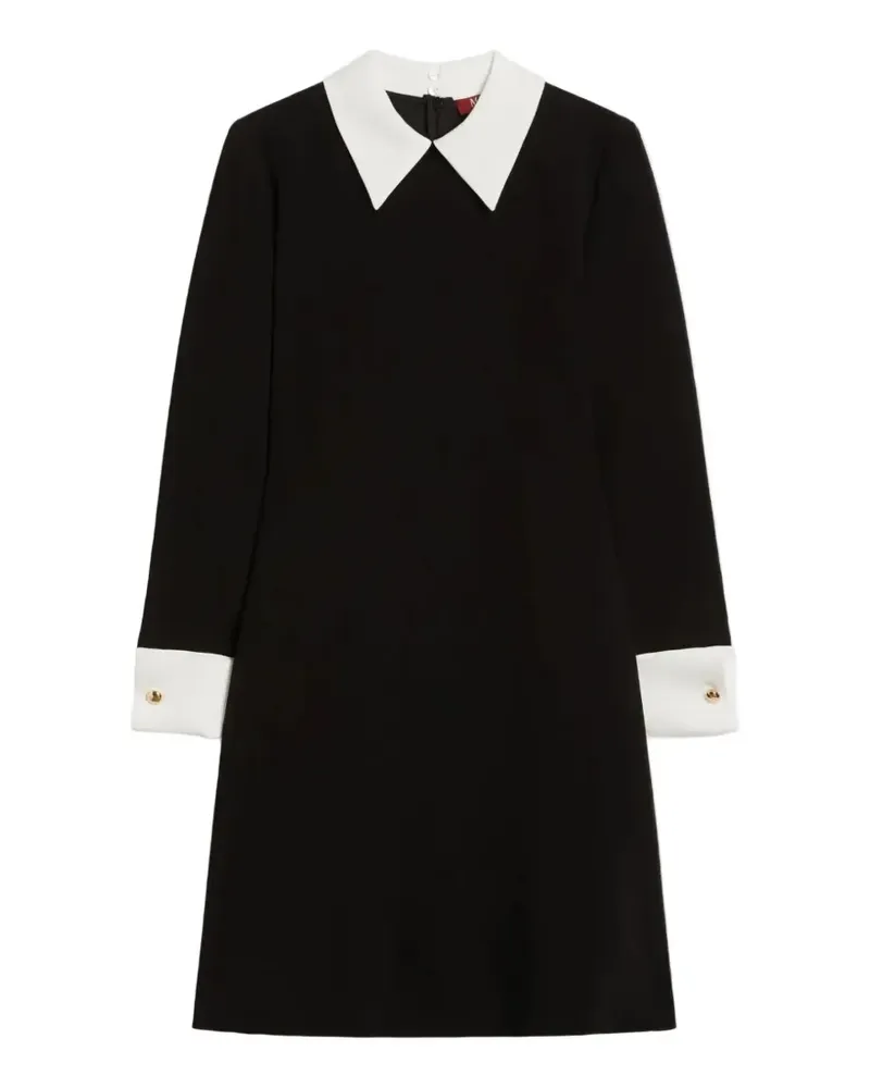 Max Mara Bravo Kleid mit Kontrastkragen und Bündchen - Schwarz Schwarz