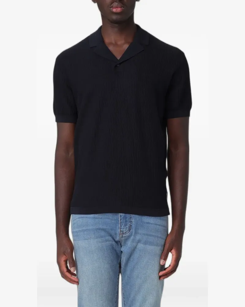 Emporio Armani ribbed-knit polo shirt - Blau Blau