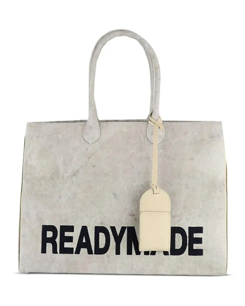 READYMADE Handtasche mit Logo-Print Weiß