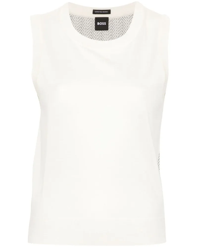 HUGO BOSS Gestricktes Top mit abtraktem Muster - Weiß Weiß