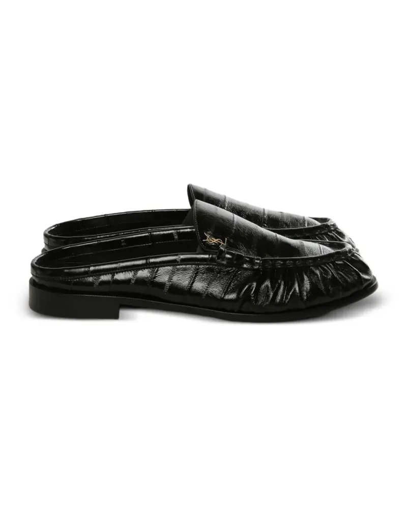 Saint Laurent Cassandre round-toe gathered mules - Schwarz Schwarz
