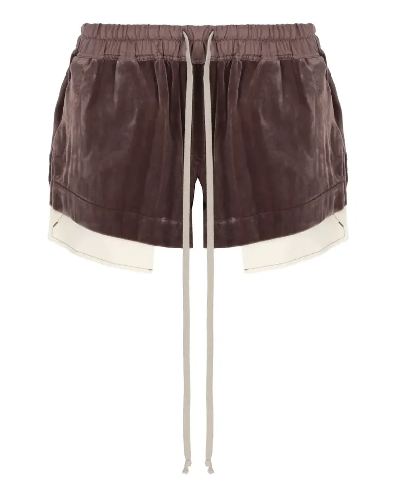 Rick Owens velvet-effect layered shorts - Grau Grau