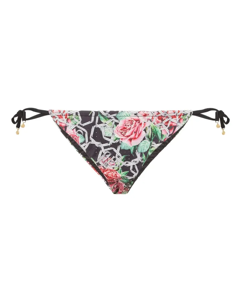 Philipp Plein Bikinihöschen mit Chain Flower-Print - Rot Rot