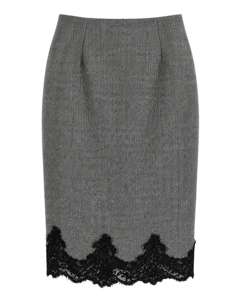 Clips herringbone lace-trim skirt - Grau Grau