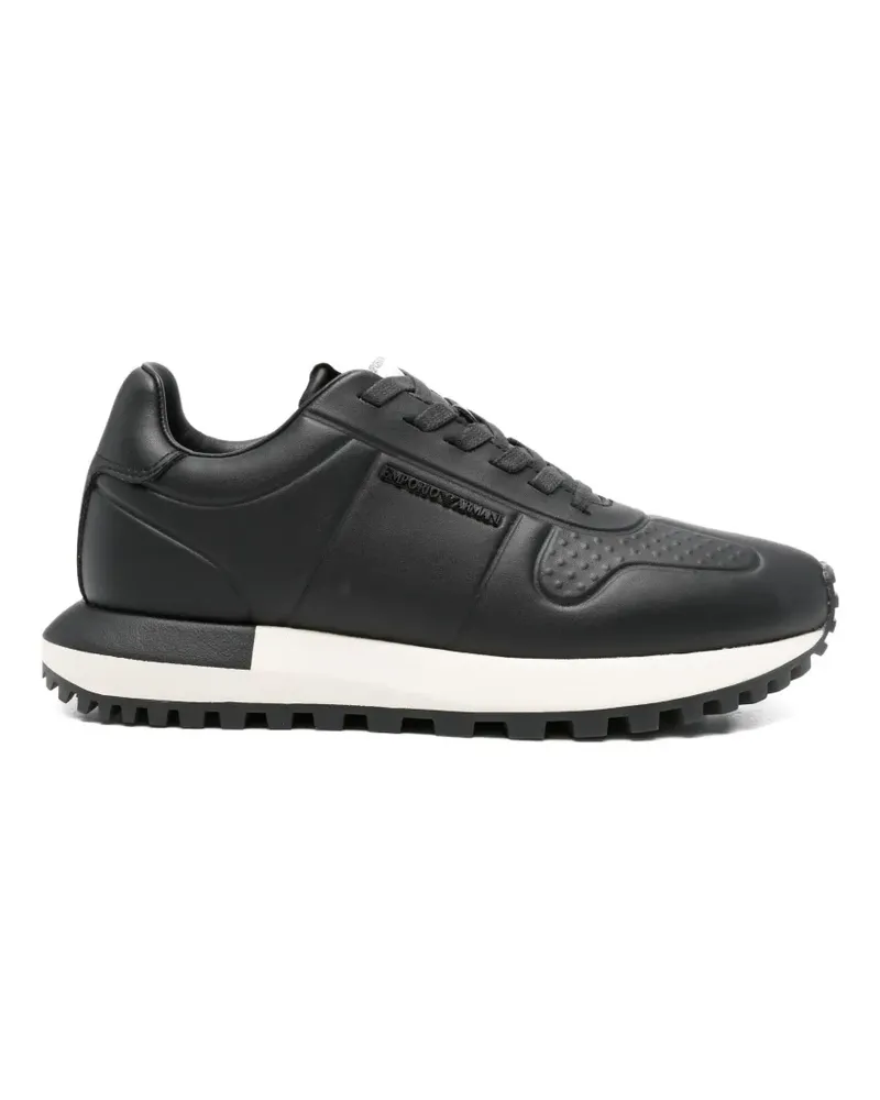 Emporio Armani Sneakers mit Logo-Schild - Schwarz Schwarz