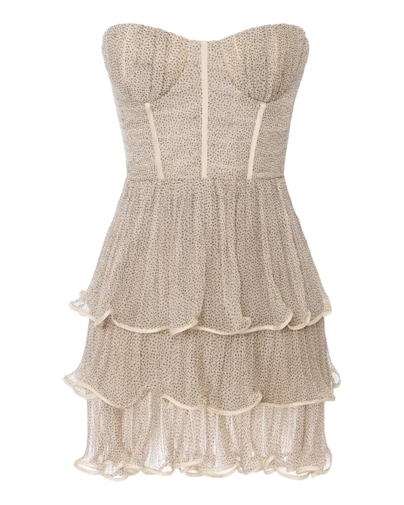 Elisabetta Franchi Crepon Minikleid mit Mikro-Polka Dots - Nude Nude