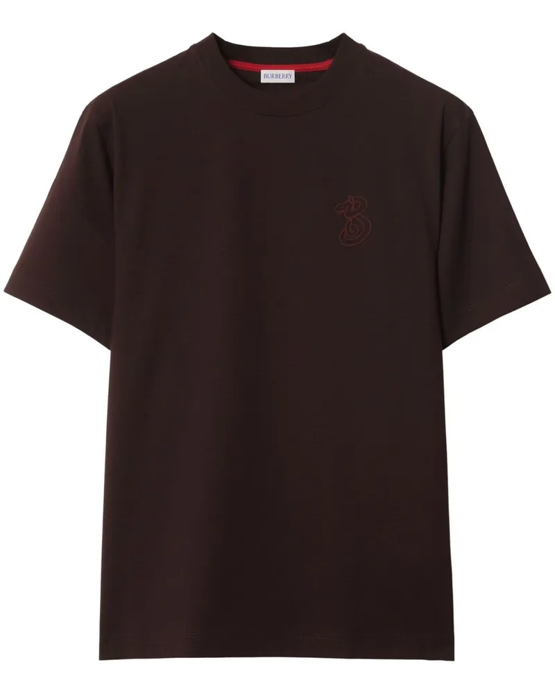 Burberry B Snake T-Shirt aus Baumwolle - Braun Braun