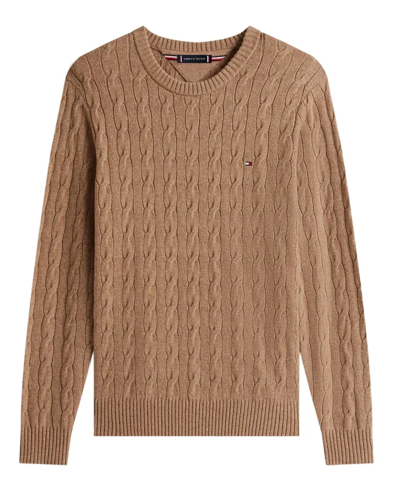 Tommy Hilfiger Zopfmuster-Pullover mit Logo - Nude Nude