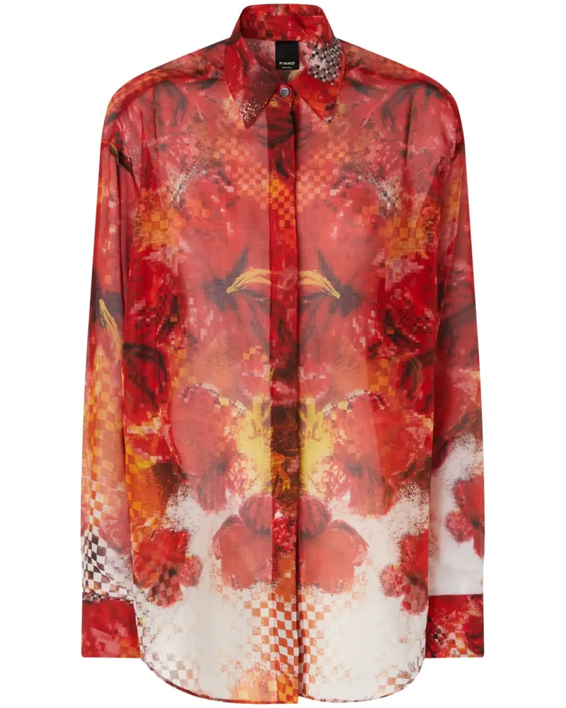 Pinko Hemd mit Blumen-Print - Rot Rot