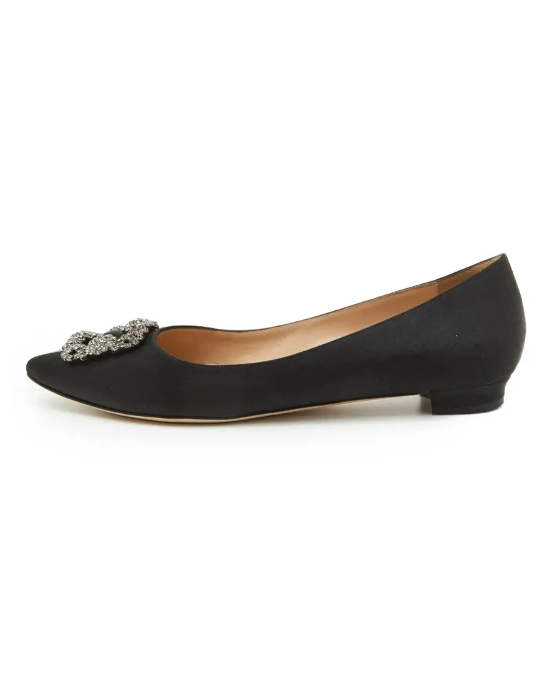 Manolo Blahnik Hangisi Ballerinas mit Kristallen - Schwarz Schwarz