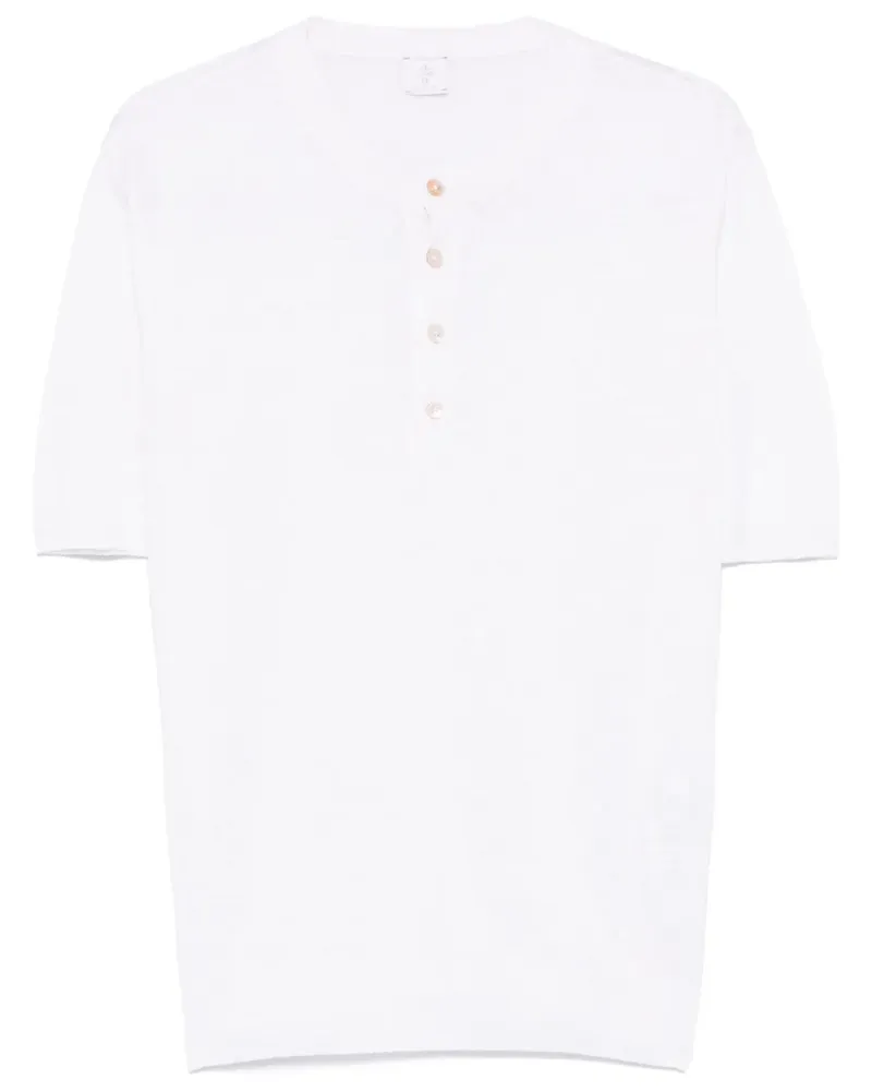 Eleventy T-Shirt mit Henley-Kragen Weiß