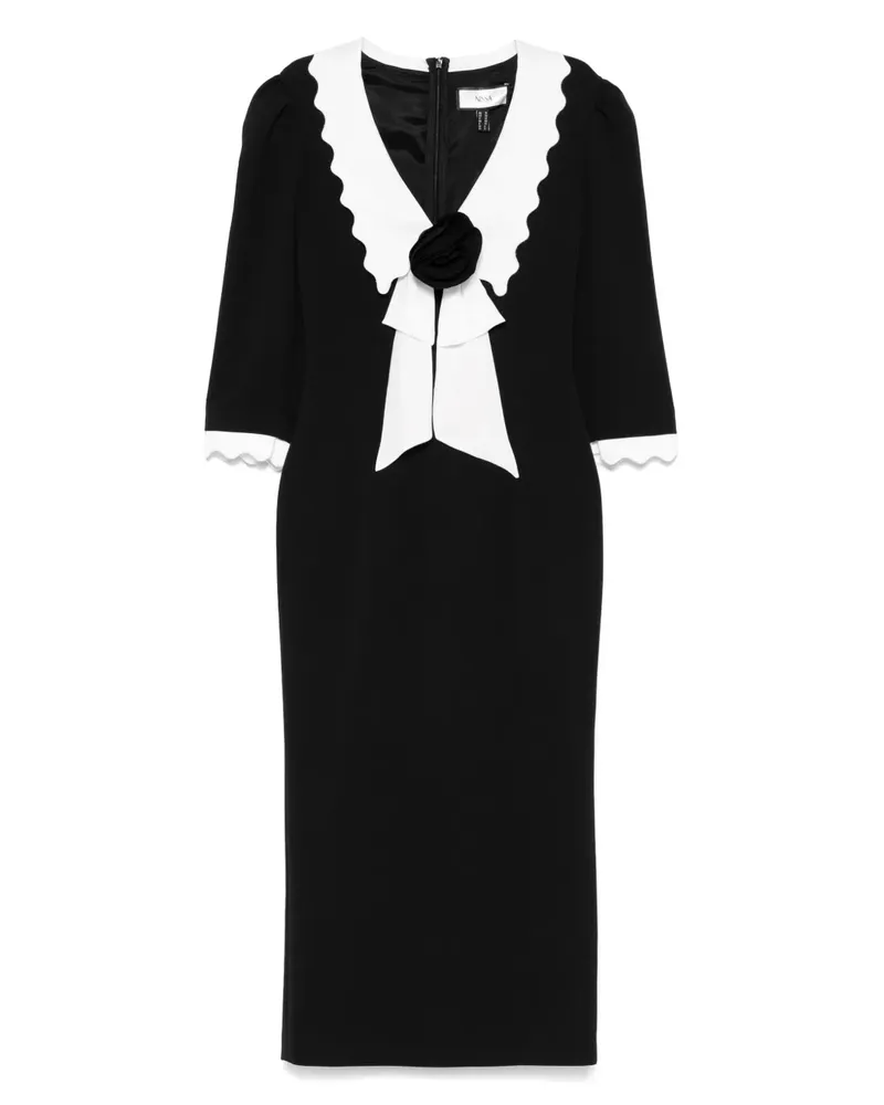 NISSA Midikleid mit gewelltem Kragen - Schwarz Schwarz