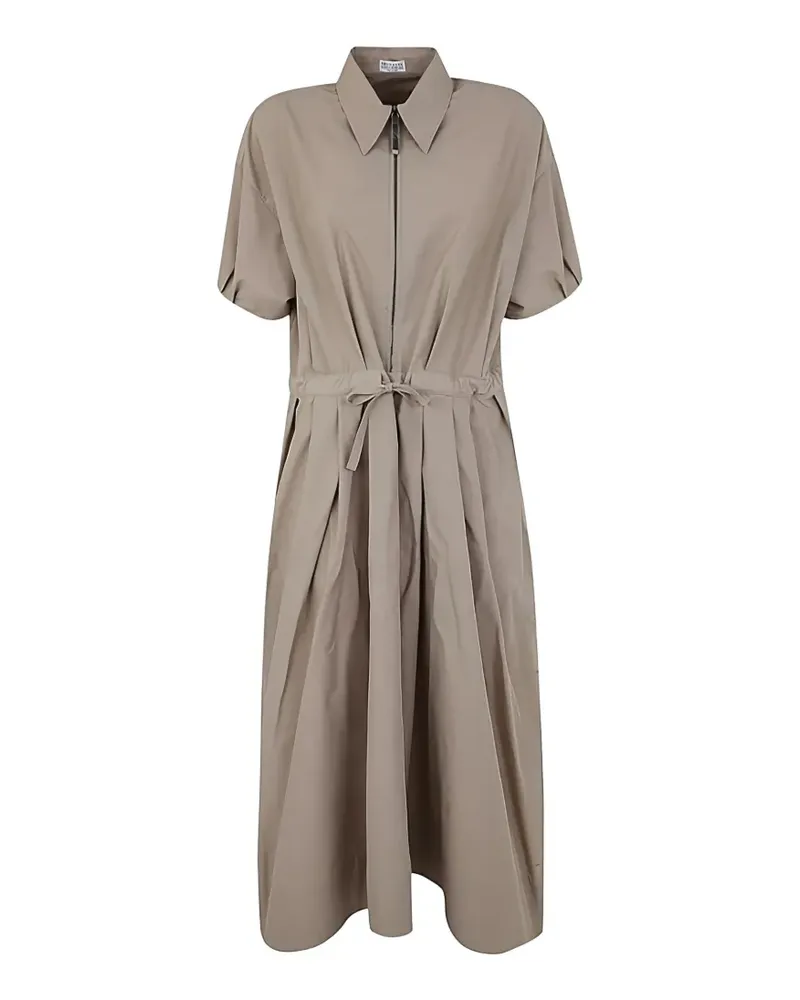 Brunello Cucinelli waist-tie shirt midi dress - Nude Nude