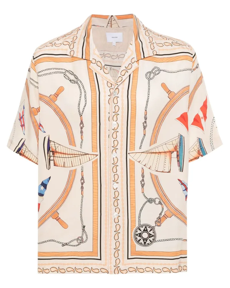 RHUDE Nautica Seidenhemd - Nude Nude