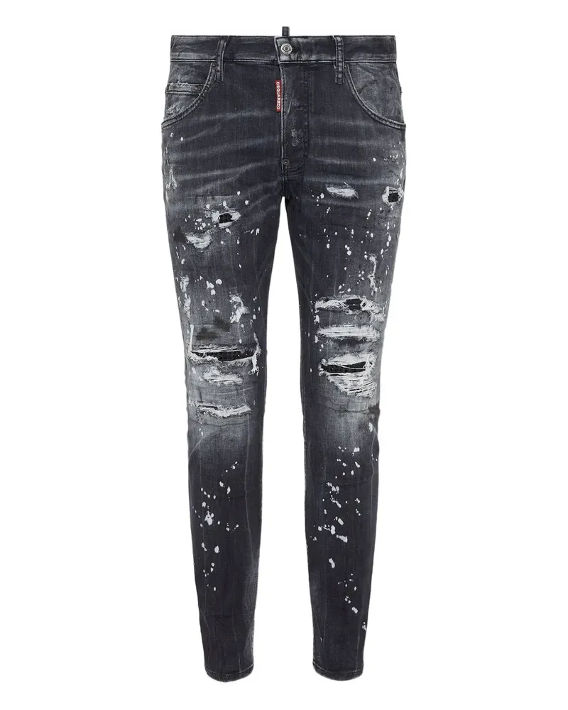 Dsquared2 Diamond Skater Distressed-Jeans mit Farbklecks-Print - Blau Blau