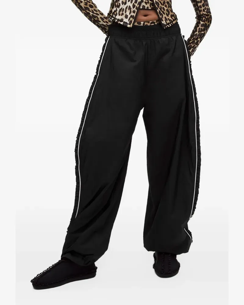 Ganni ruffled track pants - Schwarz Schwarz