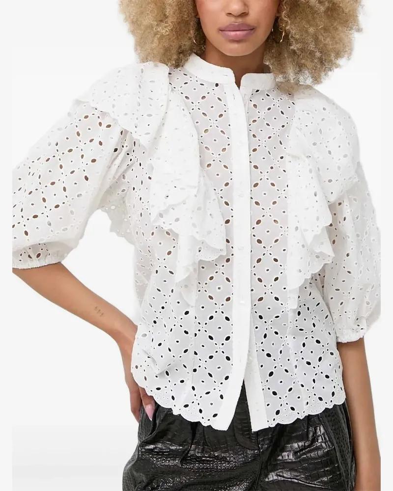 Notes du Nord Gerüschte Honey Bluse mit Ösenstickerei - Weiß Weiß