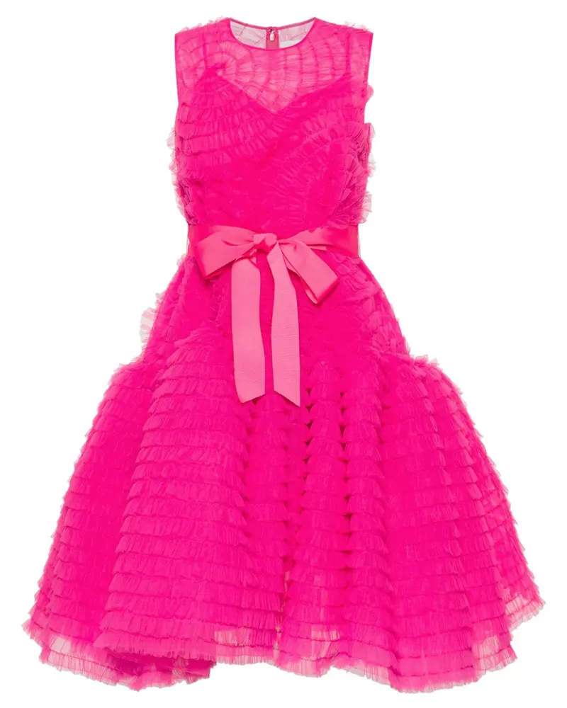 Huishan Zhang Midikleid aus Tüll mit Rüschen - Rosa Rosa