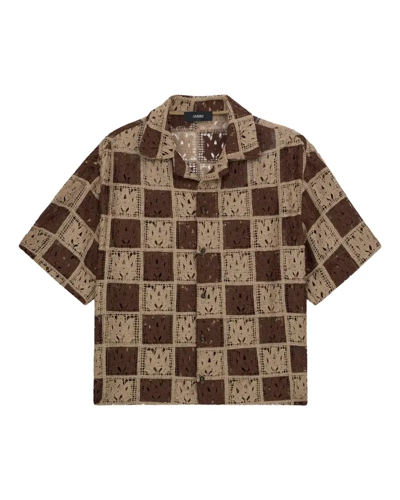 Amiri MA Checker OS Camp Hemd aus Mesh - Braun Braun