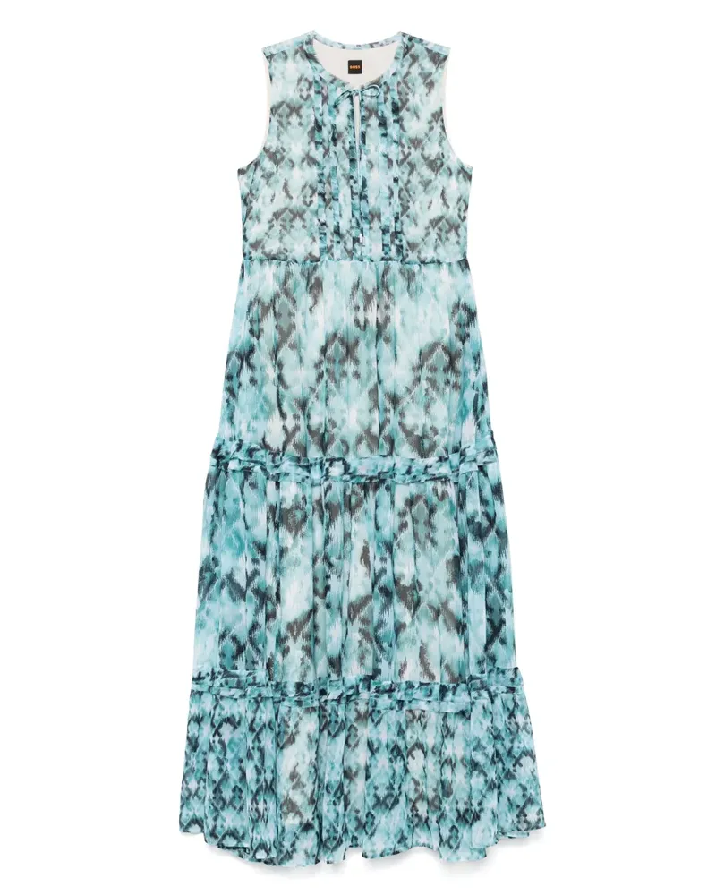 HUGO BOSS Maxikleid mit abstraktem Muster - Blau Blau