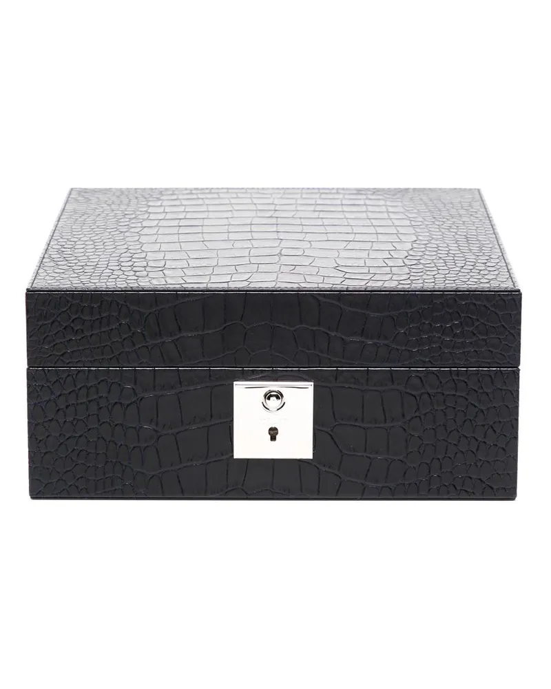 Smythson Schmuckkästchen mit Kroko-Optik - Schwarz Schwarz