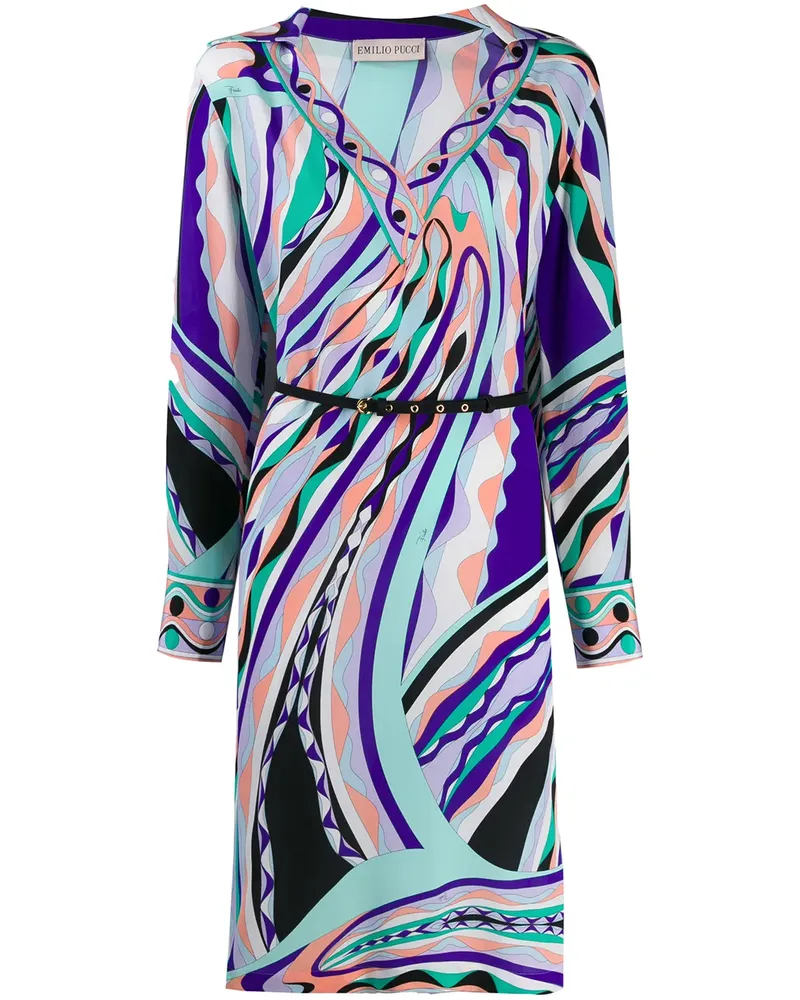 Emilio Pucci Midikleid mit abstraktem Print - Violett Violett