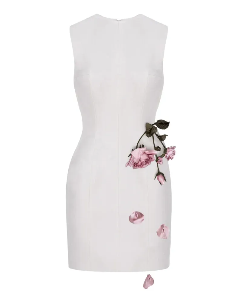 Cristina Savulescu rose-appliqué sleeveless mini dress - Weiß Weiß