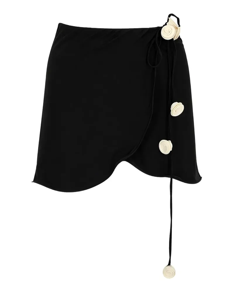 La Reveche Bouquet floral-appliqué skirt - Schwarz Schwarz