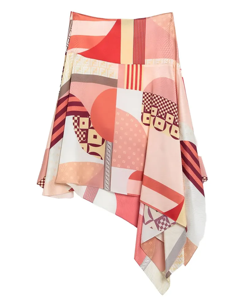 Fendi Asymmetrischer Rock mit Print - Orange Orange